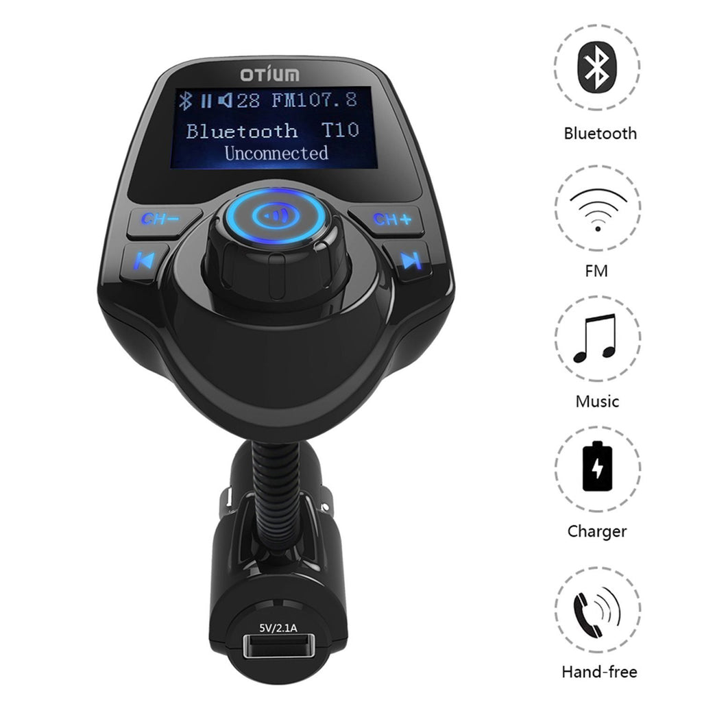 FM Transmitter, Otium® Bluetooth Wireless Radio Adapter Audio Receiver  Stereo Music Modulator Car Kit with USB Charger, Hands Free Calling for