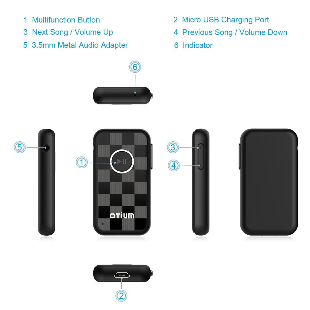 Otium Bluetooth 4.1 Receiver, Wireless Audio Adapter & Hands-Free