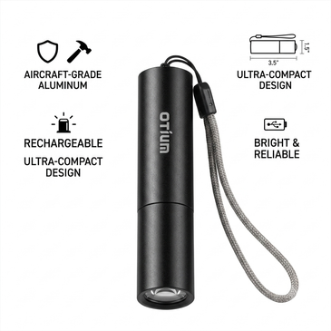 Otium Mini LED Flashlight, Rechargeable Pocket Flashlight with 3 Modes