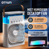 Otium Humidifiers & USB Powered Desktop Fans, Portable Mini Air Cooler with Mist, 3-Speed Cooling Fan with LED Light