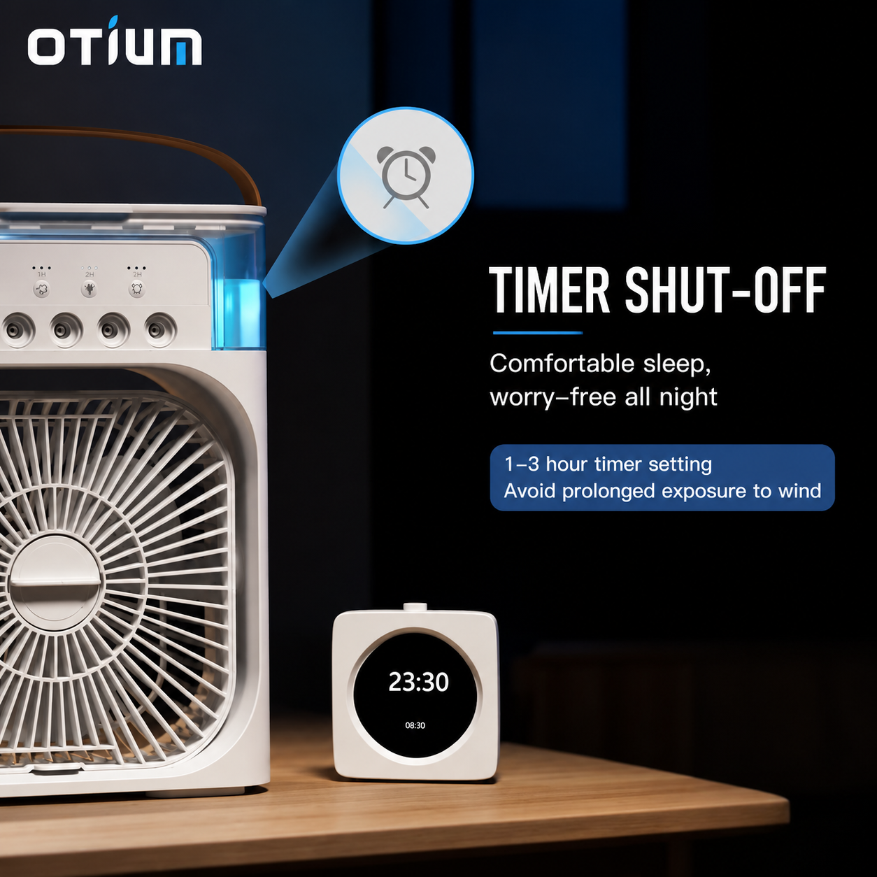 Otium Humidifiers & USB Powered Desktop Fans, Portable Mini Air Cooler with Mist, 3-Speed Cooling Fan with LED Light
