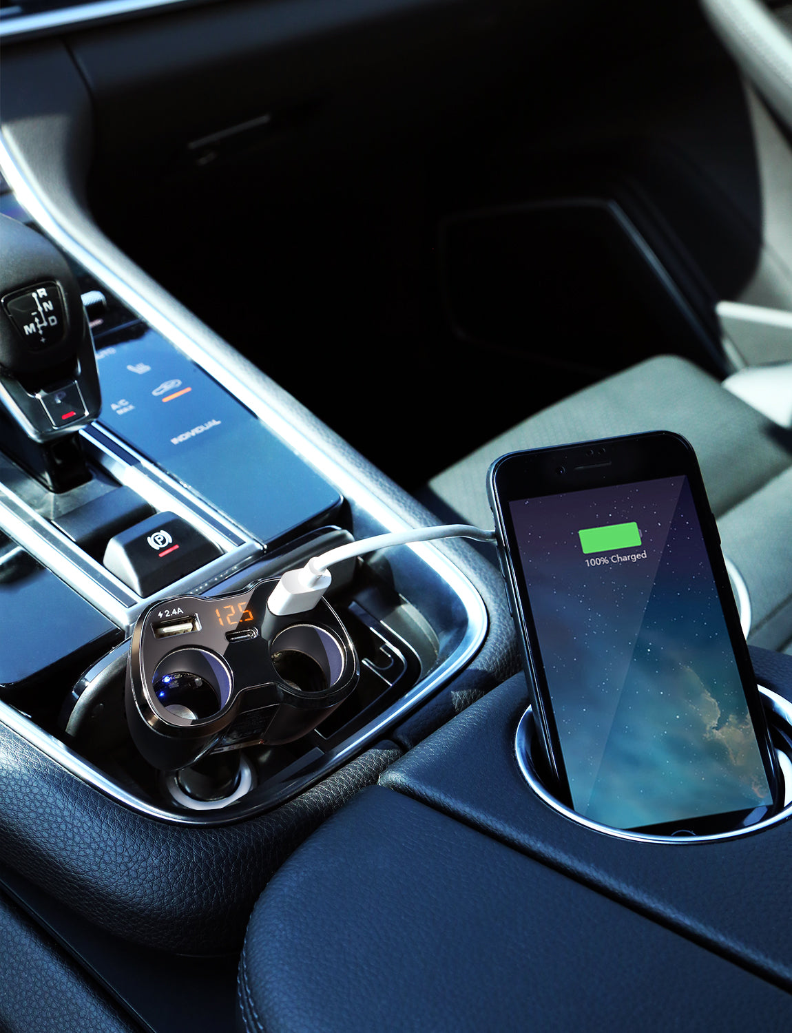 Otium 80W USB-C Car Charger & Dual Cigarette Lighter Splitter